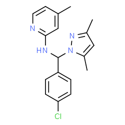 ChemSpider 2D Image | N-[(4-Chlorophenyl)(3,5-dimethyl-1H-pyrazol-1-yl)methyl]-4-methyl-2-pyridinamine | C18H19ClN4
