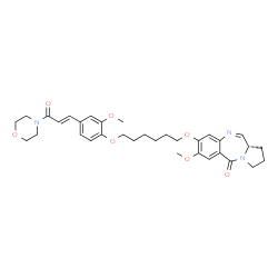 ChemSpider 2D Image | (11aS)-7-Methoxy-8-[(6-{2-methoxy-4-[(1E)-3-(4-morpholinyl)-3-oxo-1-propen-1-yl]phenoxy}hexyl)oxy]-1,2,3,11a-tetrahydro-5H-pyrrolo[2,1-c][1,4]benzodiazepin-5-one | C33H41N3O7