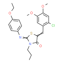 ChemSpider 2D Image | 5-(2-Chloro-4,5-dimethoxybenzylidene)-2-[(4-ethoxyphenyl)imino]-3-propyl-1,3-thiazolidin-4-one | C23H25ClN2O4S