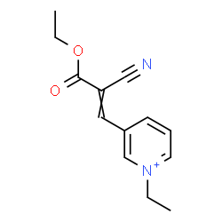 ChemSpider 2D Image | 3-(2-Cyano-3-ethoxy-3-oxo-1-propen-1-yl)-1-ethylpyridinium | C13H15N2O2