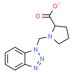 ChemSpider 2D Image | 1-(1H-Benzotriazol-1-ylmethyl)-2-pyrrolidinecarboxylate | C12H13N4O2
