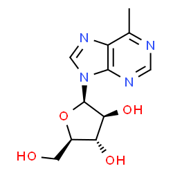 ChemSpider 2D Image | 9-(beta-D-Arabinofuranosyl)-6-methyl-9H-purine | C11H14N4O4