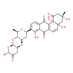ChemSpider 2D Image | (3R,4aR,12bS)-9-[(2S,4aS,5aR,7R,9R,9aR,10aR)-2,9-Dimethyl-3-oxooctahydro-2H,5aH-dipyrano[2,3-b:4',3'-e][1,4]dioxin-7-yl]-3,4a,8,12b-tetrahydroxy-3-methyl-3,4,4a,12b-tetrahydro-1,7,12(2H)-tetraphenetri
one | C31H32O12