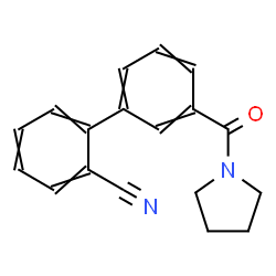 ChemSpider 2D Image | 3'-(1-Pyrrolidinylcarbonyl)-2-biphenylcarbonitrile | C18H16N2O