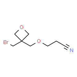 ChemSpider 2D Image | 3-{[3-(Bromomethyl)-3-oxetanyl]methoxy}propanenitrile | C8H12BrNO2