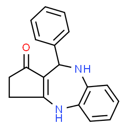 ChemSpider 2D Image | 10-Phenyl-3,4,9,10-tetrahydrobenzo[b]cyclopenta[e][1,4]diazepin-1(2H)-one | C18H16N2O