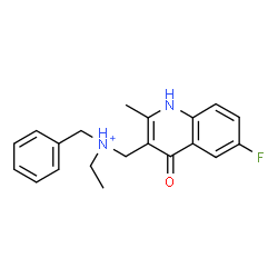ChemSpider 2D Image | N-Benzyl-N-[(6-fluoro-2-methyl-4-oxo-1,4-dihydro-3-quinolinyl)methyl]ethanaminium | C20H22FN2O