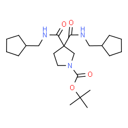 ChemSpider 2D Image | 2-Methyl-2-propanyl 3,3-bis[(cyclopentylmethyl)carbamoyl]-1-pyrrolidinecarboxylate | C23H39N3O4