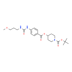 ChemSpider 2D Image | 2-Methyl-2-propanyl 4-[(4-{[(3-methoxypropyl)carbamoyl]amino}benzoyl)oxy]-1-piperidinecarboxylate | C22H33N3O6