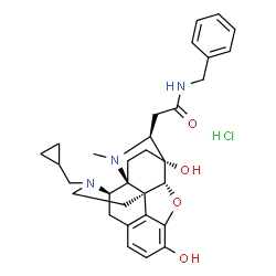 ChemSpider 2D Image | N-Benzyl-2-[(1S,2S,6R,14R,15R,16S)-5-(cyclopropylmethyl)-11,15-dihydroxy-17-methyl-13-oxa-5,17-diazahexacyclo[13.2.2.1~2,8~.0~1,6~.0~2,14~.0~12,20~]icosa-8(20),9,11-trien-16-yl]acetamide hydrochloride
 (1:1) | C31H38ClN3O4
