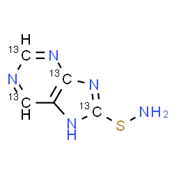 ChemSpider 2D Image | 8-(Aminosulfanyl)(2,4,6,8-~13~C_4_)-1H-purine | C13C4H5N5S