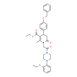 ChemSpider 2D Image | Ethyl 4-[4-(benzyloxy)phenyl]-1-{2-[4-(2-ethoxyphenyl)-1-piperazinyl]-2-oxoethyl}-2-methyl-6-oxo-1,4,5,6-tetrahydro-3-pyridinecarboxylate | C36H41N3O6