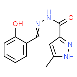 ChemSpider 2D Image | N'-(2-Hydroxybenzylidene)-5-methyl-1H-pyrazole-3-carbohydrazide | C12H12N4O2