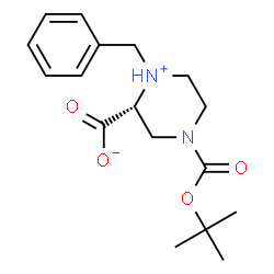 ChemSpider 2D Image | (2R)-1-Benzyl-4-{[(2-methyl-2-propanyl)oxy]carbonyl}piperazin-1-ium-2-carboxylate | C17H24N2O4
