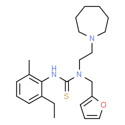 ChemSpider 2D Image | 1-[2-(1-Azepanyl)ethyl]-3-(2-ethyl-6-methylphenyl)-1-(2-furylmethyl)thiourea | C23H33N3OS