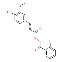 ChemSpider 2D Image | 2-(2-Bromophenyl)-2-oxoethyl 3-(4-hydroxy-3-methoxyphenyl)acrylate | C18H15BrO5