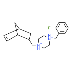 ChemSpider 2D Image | 1-(Bicyclo[2.2.1]hept-5-en-2-ylmethyl)-4-(2-fluorobenzyl)piperazinediium | C19H27FN2