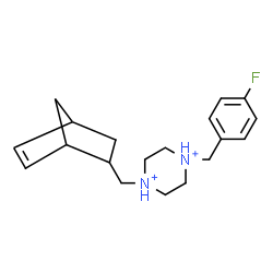 ChemSpider 2D Image | 1-(Bicyclo[2.2.1]hept-5-en-2-ylmethyl)-4-(4-fluorobenzyl)piperazinediium | C19H27FN2