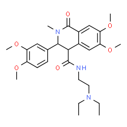 ChemSpider 2D Image | N-[2-(Diethylamino)ethyl]-3-(3,4-dimethoxyphenyl)-6,7-dimethoxy-2-methyl-1-oxo-1,2,3,4-tetrahydro-4-isoquinolinecarboxamide | C27H37N3O6