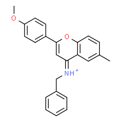 ChemSpider 2D Image | (4E)-N-Benzyl-2-(4-methoxyphenyl)-6-methyl-4H-chromen-4-iminium | C24H22NO2