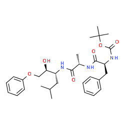 ChemSpider 2D Image | N-{[(2-Methyl-2-propanyl)oxy]carbonyl}-L-phenylalanyl-N-[(2S,3R)-2-hydroxy-5-methyl-1-phenoxy-3-hexanyl]-L-alaninamide | C30H43N3O6