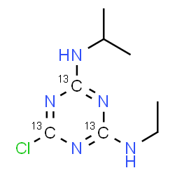 ChemSpider 2D Image | 6-Chloro-N-ethyl-N'-isopropyl(~13~C_3_)-1,3,5-triazine-2,4-diamine | C513C3H14ClN5