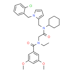 ChemSpider 2D Image | N-{2-[{[1-(2-Chlorobenzyl)-1H-pyrrol-2-yl]methyl}(cyclohexyl)amino]-2-oxoethyl}-N-ethyl-3,5-dimethoxybenzamide | C31H38ClN3O4