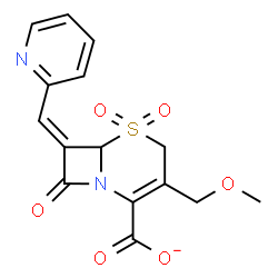 ChemSpider 2D Image | (7Z)-3-(Methoxymethyl)-8-oxo-7-(2-pyridinylmethylene)-5-thia-1-azabicyclo[4.2.0]oct-2-ene-2-carboxylate 5,5-dioxide | C15H13N2O6S