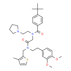 ChemSpider 2D Image | N-(2-{[2-(3,4-Dimethoxyphenyl)ethyl][(3-methyl-2-thienyl)methyl]amino}-2-oxoethyl)-4-(2-methyl-2-propanyl)-N-[2-(1-pyrrolidinyl)ethyl]benzamide | C35H47N3O4S