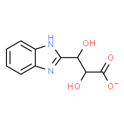 ChemSpider 2D Image | 3-(1H-Benzimidazol-2-yl)-2,3-dihydroxypropanoate | C10H9N2O4