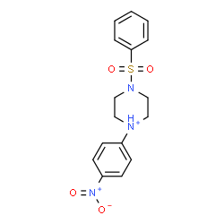 ChemSpider 2D Image | 1-(4-Nitrophenyl)-4-(phenylsulfonyl)piperazin-1-ium | C16H18N3O4S