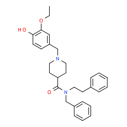 ChemSpider 2D Image | N-Benzyl-1-(3-ethoxy-4-hydroxybenzyl)-N-(2-phenylethyl)-4-piperidinecarboxamide | C30H36N2O3