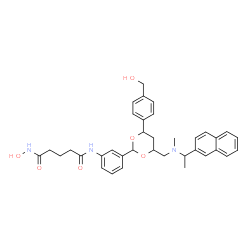 ChemSpider 2D Image | N-Hydroxy-N'-(3-{4-[4-(hydroxymethyl)phenyl]-6-({methyl[1-(2-naphthyl)ethyl]amino}methyl)-1,3-dioxan-2-yl}phenyl)pentanediamide | C36H41N3O6