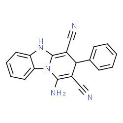 ChemSpider 2D Image | 1-Amino-3-phenyl-3,5-dihydropyrido[1,2-a]benzimidazole-2,4-dicarbonitrile | C19H13N5