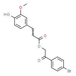 ChemSpider 2D Image | 2-(4-Bromophenyl)-2-oxoethyl 3-(4-hydroxy-3-methoxyphenyl)acrylate | C18H15BrO5