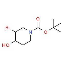 ChemSpider 2D Image | tert-Butyl 3-bromo-4-hydroxypiperidine-1-carboxylate | C10H18BrNO3