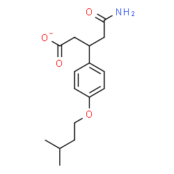 ChemSpider 2D Image | 5-Amino-3-[4-(3-methylbutoxy)phenyl]-5-oxopentanoate | C16H22NO4