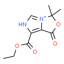 ChemSpider 2D Image | 7-(Ethoxycarbonyl)-3,3-dimethyl-1-oxo-3,6-dihydro-1H-imidazo[1,5-c][1,3]oxazol-4-ium | C10H13N2O4