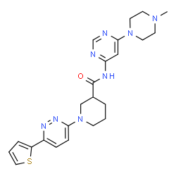 ChemSpider 2D Image | N-[6-(4-Methyl-1-piperazinyl)-4-pyrimidinyl]-1-[6-(2-thienyl)-3-pyridazinyl]-3-piperidinecarboxamide | C23H28N8OS
