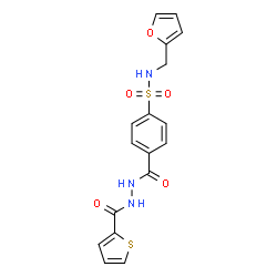 ChemSpider 2D Image | N-(2-Furylmethyl)-4-{[2-(2-thienylcarbonyl)hydrazino]carbonyl}benzenesulfonamide | C17H15N3O5S2