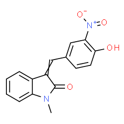 ChemSpider 2D Image | 3-(4-Hydroxy-3-nitrobenzylidene)-1-methyl-1,3-dihydro-2H-indol-2-one | C16H12N2O4