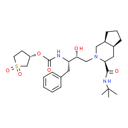 ChemSpider 2D Image | (3S)-1,1-Dioxidotetrahydro-3-thiophenyl [(2S,3R)-3-hydroxy-4-{(3S,4aS,7aS)-3-[(2-methyl-2-propanyl)carbamoyl]octahydro-2H-cyclopenta[c]pyridin-2-yl}-1-phenyl-2-butanyl]carbamate | C28H43N3O6S