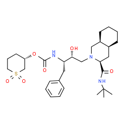 ChemSpider 2D Image | (3S)-1,1-Dioxidotetrahydro-2H-thiopyran-3-yl {(2S,3R)-3-hydroxy-4-[(3S,4aS,8aS)-3-[(2-methyl-2-propanyl)carbamoyl]octahydro-2(1H)-isoquinolinyl]-1-phenyl-2-butanyl}carbamate | C30H47N3O6S