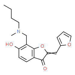 ChemSpider 2D Image | 7-{[Butyl(methyl)amino]methyl}-2-(2-furylmethylene)-6-hydroxy-1-benzofuran-3(2H)-one | C19H21NO4