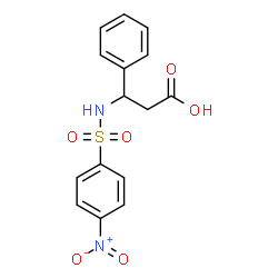 ChemSpider 2D Image | 3-{[(4-Nitrophenyl)sulfonyl]amino}-3-phenylpropanoic acid | C15H14N2O6S