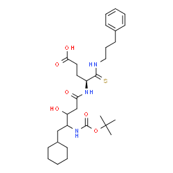 ChemSpider 2D Image | (4S)-4-{[5-Cyclohexyl-3-hydroxy-4-({[(2-methyl-2-propanyl)oxy]carbonyl}amino)pentanoyl]amino}-5-[(3-phenylpropyl)amino]-5-thioxopentanoic acid | C30H47N3O6S