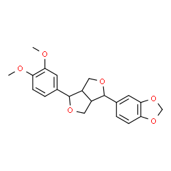 ChemSpider 2D Image | 5-[4-(3,4-Dimethoxyphenyl)tetrahydro-1H,3H-furo[3,4-c]furan-1-yl]-1,3-benzodioxole | C21H22O6