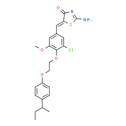 ChemSpider 2D Image | (5Z)-2-Amino-5-{4-[2-(4-sec-butylphenoxy)ethoxy]-3-chloro-5-methoxybenzylidene}-1,3-thiazol-4(5H)-one | C23H25ClN2O4S