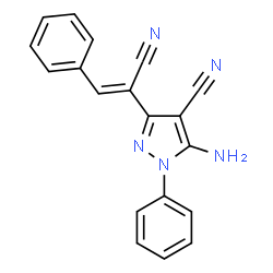 ChemSpider 2D Image | 5-Amino-3-(1-cyano-2-phenyl-vinyl)-1-phenyl-1H-pyrazole-4-carbonitrile | C19H13N5
