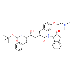 ChemSpider 2D Image | 2-Methyl-2-propanyl [(2S,3S,5R)-5-{4-[2-(dimethylamino)ethoxy]benzyl}-3-hydroxy-6-{[(1S,2R)-2-hydroxy-2,3-dihydro-1H-inden-1-yl]amino}-6-oxo-1-phenyl-2-hexanyl]carbamate | C37H49N3O6